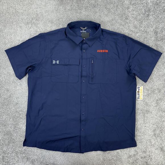 Auburn Tigers Shirt Mens 2XL Navy Blue NCAA College Fishing Outdoor Under Armour - Picture 1 of 11